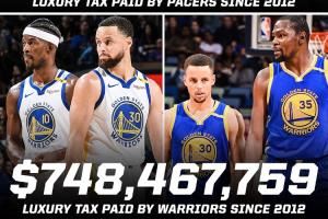 ?0美元VS7.48亿美元！12年以来步行者奢侈税VS勇士奢侈税对比